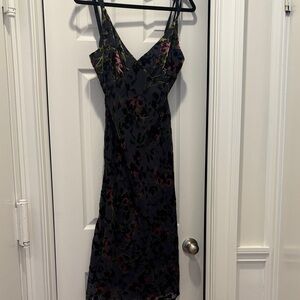 Wayf Floral Midi Dress - Black and Pink